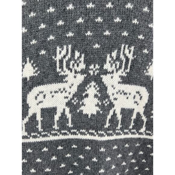 WOOLRICH Gray White Long Sleeve Reindeer Print Wool Blend Cardigan Size XL - Picture 4 of 10